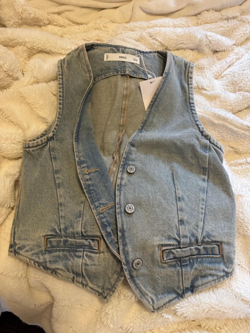 Mango Light Blue Denim Vest